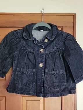 Girls' Dark Denim Jacket with Buttons